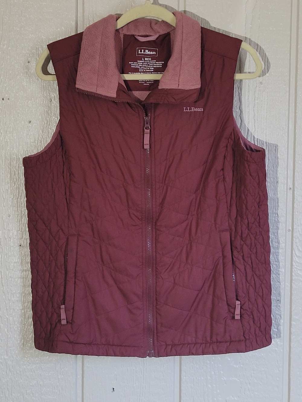 L.L. Bean Women's Quilted Vest in Dusty Rose and Mauve